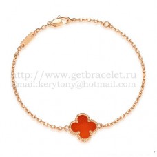 Van Cleef Arpels Sweet Alhambra Armband aus Roségold mit Karneol-Perlmutt Van Cleef Arpels Sweet Alhambra Armband aus Roségold mit Karneol-Perlmutt