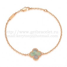 Van Cleef Arpels Sweet Alhambra Armband aus Roségold mit grauem Perlmutt Van Cleef Arpels Sweet Alhambra Armband aus Roségold mit grauem Perlmutt