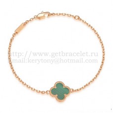 Van Cleef Arpels Sweet Alhambra Armband aus Roségold mit Malachit-Perlmutt
