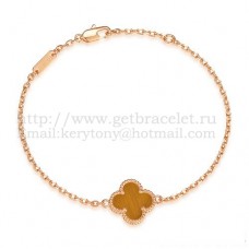 Van Cleef Arpels Sweet Alhambra Armband aus Roségold mit Tigerauge-Perlmutt Van Cleef Arpels Sweet Alhambra Armband aus Roségold mit Tigerauge-Perlmutt