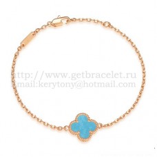 Van Cleef Arpels Sweet Alhambra Armband aus Roségold mit türkisfarbenem Perlmutt
