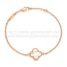 Van Cleef Arpels Sweet Alhambra Armband aus Roségold mit weißem Perlmutt Van Cleef Arpels Sweet Alhambra Armband aus Roségold mit weißem Perlmutt