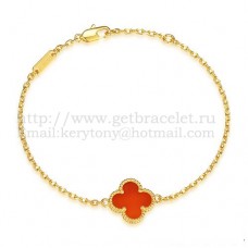 Van Cleef Arpels Sweet Alhambra Armband aus Gelbgold mit Karneol-Perlmutt Van Cleef Arpels Sweet Alhambra Armband aus Gelbgold mit Karneol-Perlmutt