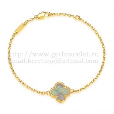 Van Cleef Arpels Sweet Alhambra Armband aus Gelbgold mit grauem Perlmutt