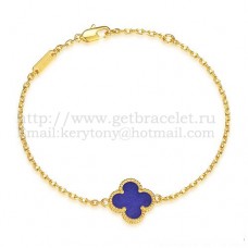 Van Cleef Arpels Sweet Alhambra Armband aus Gelbgold mit Lapis-Stein und Perlmutt