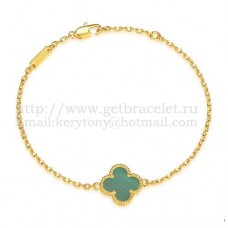 Van Cleef Arpels Sweet Alhambra Armband aus Gelbgold mit Malachit-Perlmutt