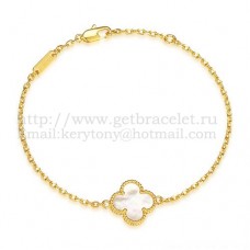 Van Cleef Arpels Sweet Alhambra Armband aus Gelbgold mit weißem Perlmutt