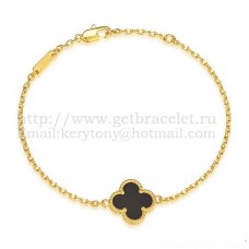 Van Cleef Arpels Sweet Alhambra Armband aus Gelbgold mit schwarzem Onyx-Perlmutt Van Cleef Arpels Sweet Alhambra Armband aus Gelbgold mit schwarzem Onyx-Perlmutt