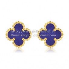 Van Cleef Arpels Sweet Alhambra Ohrringe aus Gelbgold mit Lapis-Stein und Perlmutt