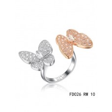 Van Cleef Arpels Two Butterfly Between The Finger Ring Roségold mit runden rosa Saphiren Van Cleef Arpels Two Butterfly Between The Finger Ring Roségold mit runden rosa Saphiren