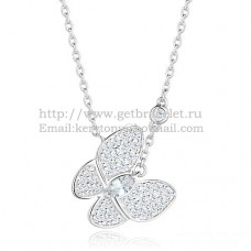 Van Cleef Arpels Two Butterfly Halskette Weißgold-Steinkombination mit Pavé-Diamanten Van Cleef Arpels Two Butterfly Halskette Weißgold-Steinkombination mit Pavé-Diamanten