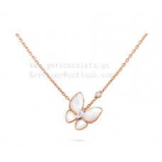 Van Cleef Arpels Two Butterfly Anhänger aus Perlmutt mit Diamant Gelbgold/Weißgold/Roségold Van Cleef Arpels Two Butterfly Anhänger aus Perlmutt mit Diamant Gelbgold/Weißgold/Roségold