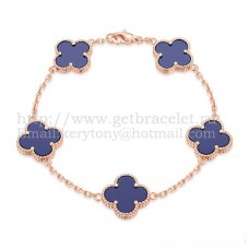 Van Cleef Arpels Alhambra Armband 5 Motive Roségold mit Lapislazuli-Perlmutt Van Cleef Arpels Alhambra Armband 5 Motive Roségold mit Lapislazuli-Perlmutt