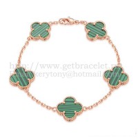 Van Cleef Arpels Alhambra Armband 5 Motive Roségold mit Malachit-Perlmutt Van Cleef Arpels Alhambra Armband 5 Motive Roségold mit Malachit-Perlmutt
