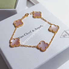 Van Cleef Arpels Alhambra Armband 5 Motive Roségold mit rosa Perlmuttfeder Van Cleef Arpels Alhambra Armband 5 Motive Roségold mit rosa Perlmuttfeder