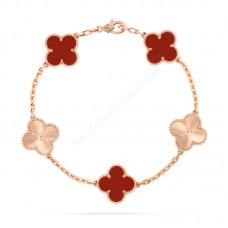 Van Cleef Arpels Alhambra Armband 5 Motive Roségold mit Karneol Van Cleef Arpels Alhambra Armband 5 Motive Roségold mit Karneol