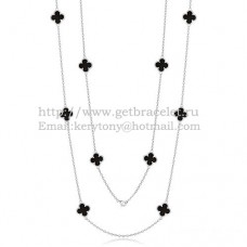 Van Cleef Arpels Alhambra Halskette Weißgold 10 Motive mit schwarzem Achat-Perlmutt Van Cleef Arpels Alhambra Halskette Weißgold 10 Motive mit schwarzem Achat-Perlmutt