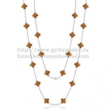 Van Cleef Arpels Alhambra Halskette Weißgold 20 Motive mit Tigerauge-Perlmutt Van Cleef Arpels Alhambra Halskette Weißgold 20 Motive mit Tigerauge-Perlmutt