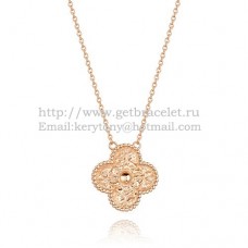 Van Cleef Arpels Alhambra-Anhänger aus Roségold mit runden Diamanten Van Cleef Arpels Alhambra-Anhänger aus Roségold mit runden Diamanten