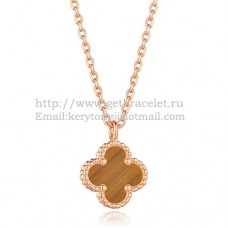 Van Cleef Arpels Sweet Alhambra Anhänger aus Roségold mit Tigerauge-Perlmutt, 9 mm