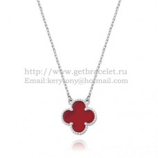 Van Cleef Arpels Alhambra Anhänger Weißgold mit Karneol-Perlmutt 15 mm