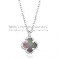 Van Cleef Arpels Sweet Alhambra Anhänger Weißgold mit grauem Perlmutt 9 mm