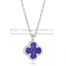 Van Cleef Arpels Sweet Alhambra-Anhänger aus Weißgold mit Lapis-Stein und Perlmutt, 9 mm