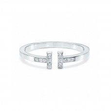 Tiffany Co. Tiffany Double T Pave Diamonds Square Ringent-Armband aus Sterlingsilber im Angebot